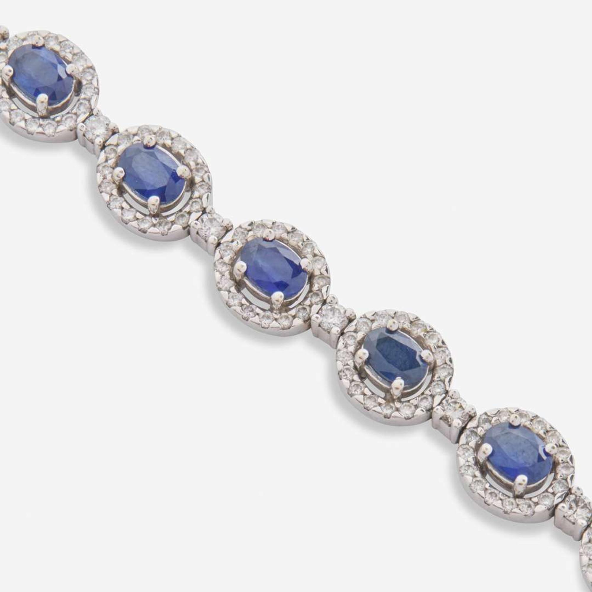 An 18K White Gold, Sapphire, and Diamond Bracelet