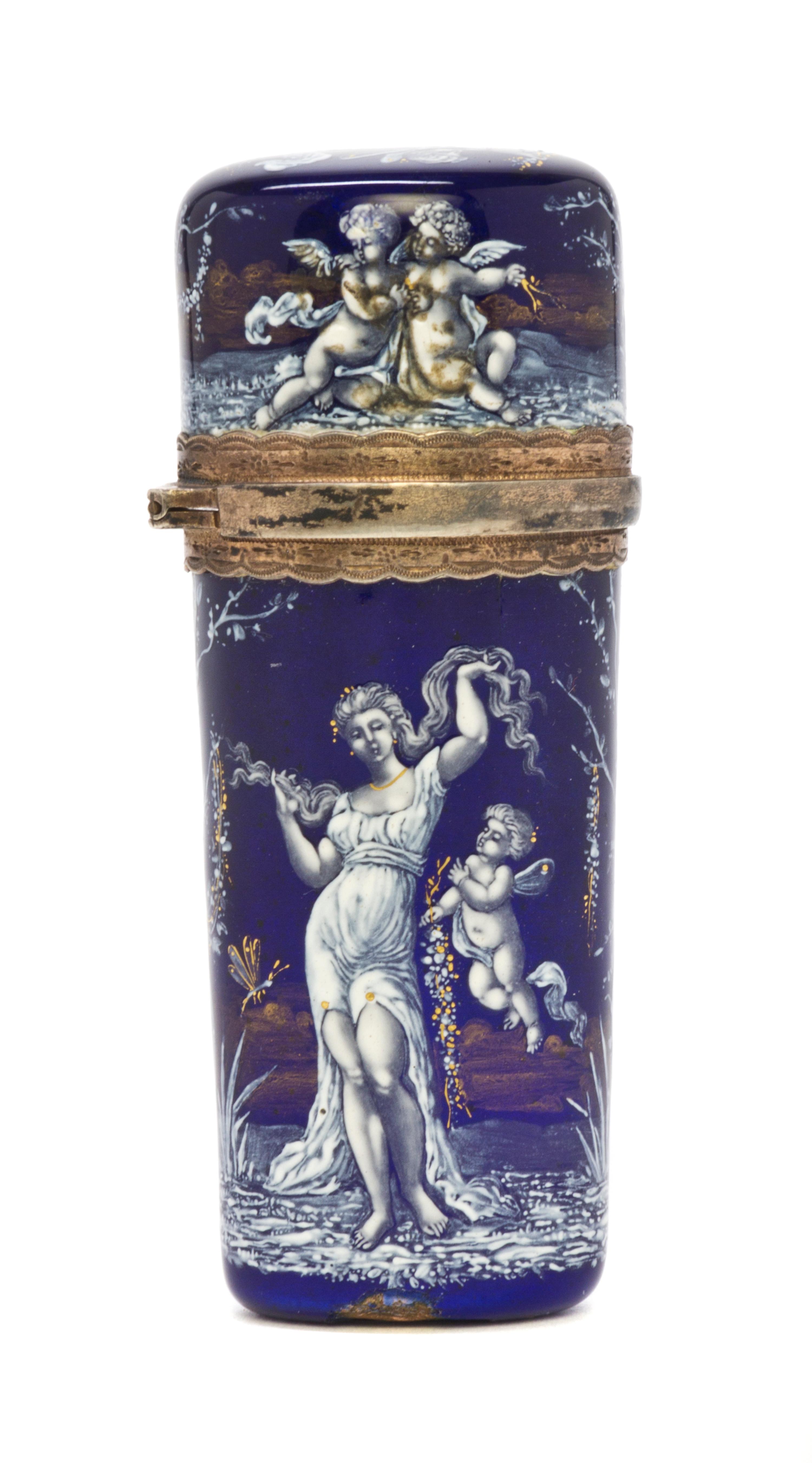 A Continental Enameled Scent Flask, Height 3 1/8 inches.
