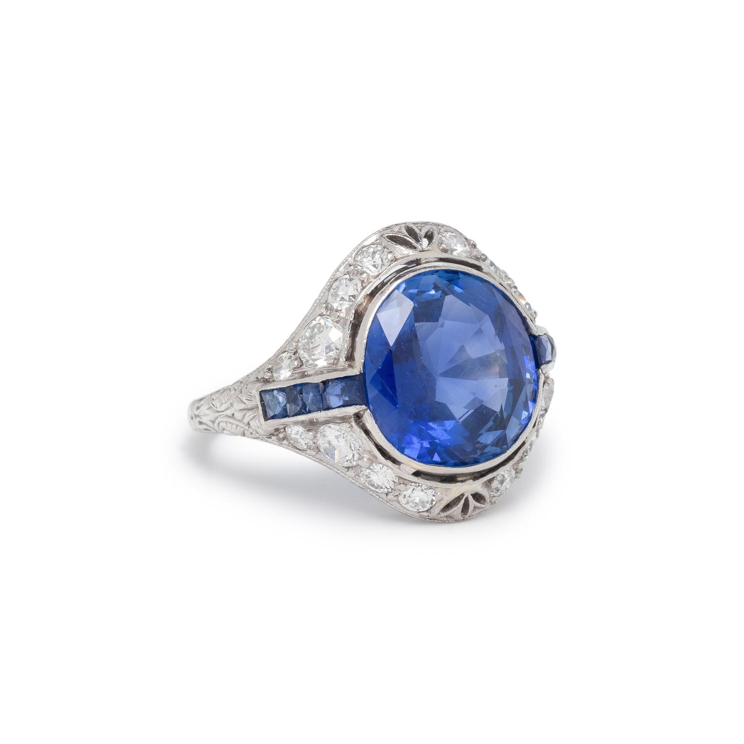MARCUS & CO., CEYLON SAPPHIRE AND DIAMOND RING