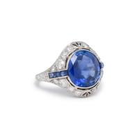 MARCUS & CO., CEYLON SAPPHIRE AND DIAMOND RING