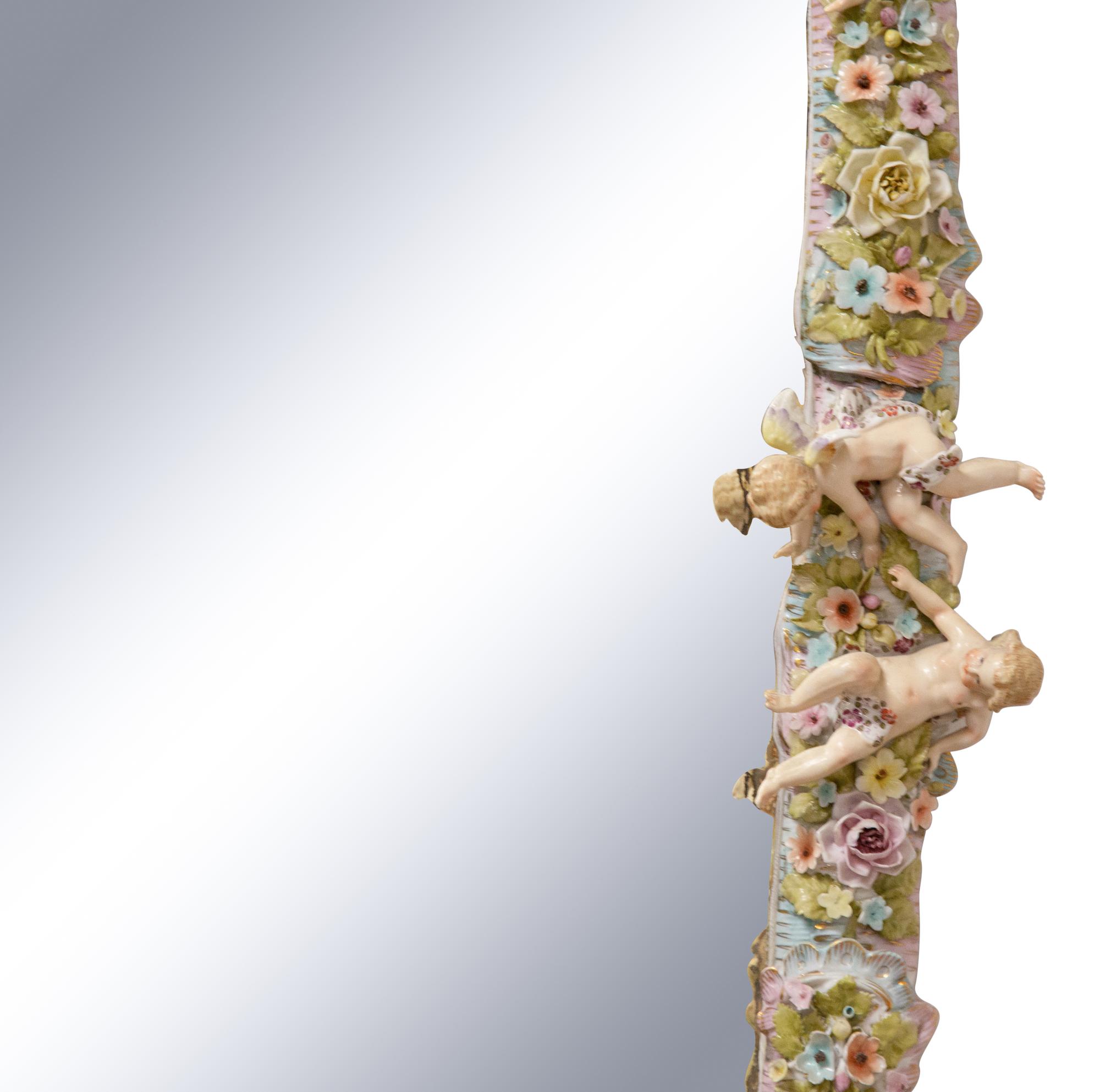A Sitzendorf Porcelain Girandole Mirror