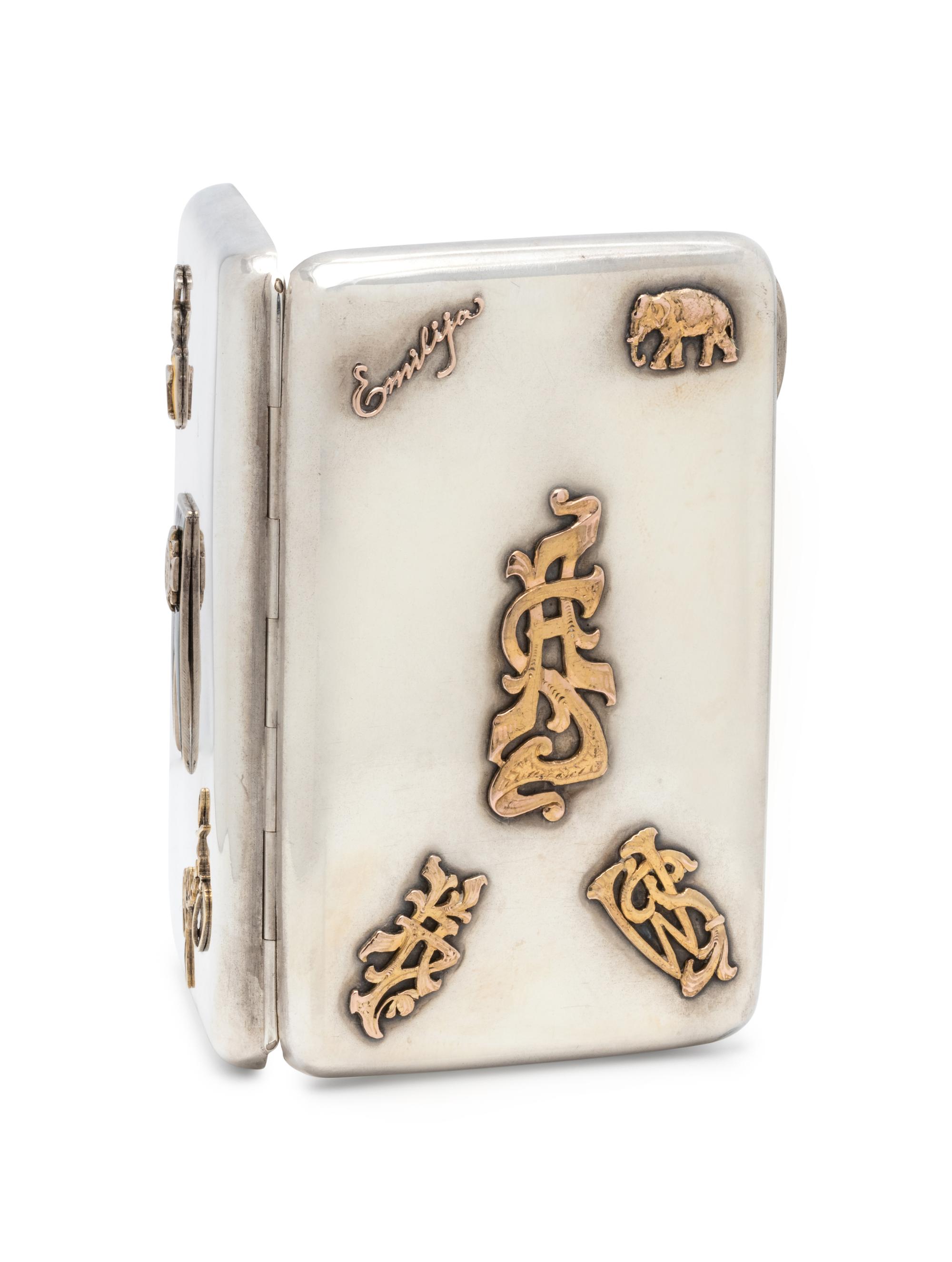 A Russian Silver and Gold Mounted Cigarette Case