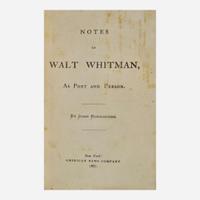 [Literature] [Whitman, Walt] Burroughs, John Notes on Walt Whitman, As Poet and Person