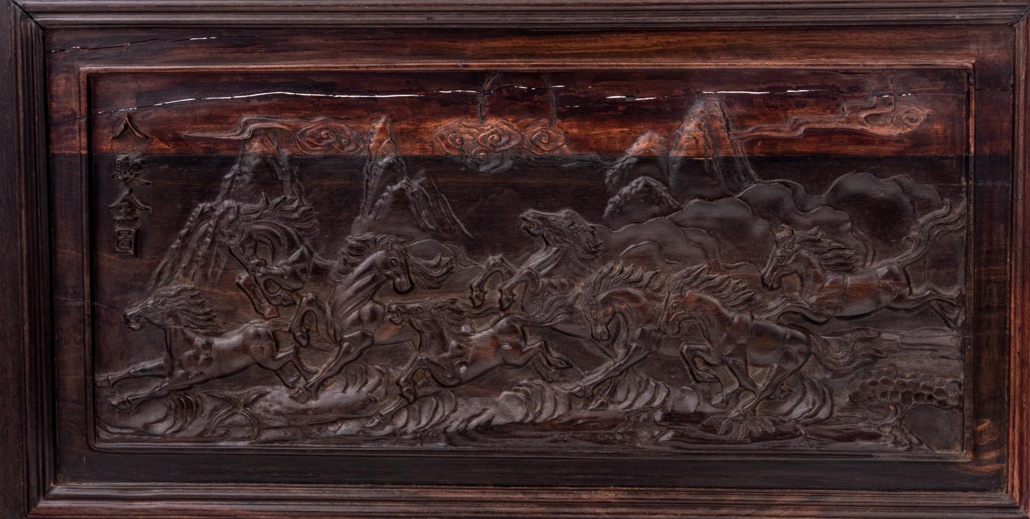 Two Chinese Carved Hardwood Articles