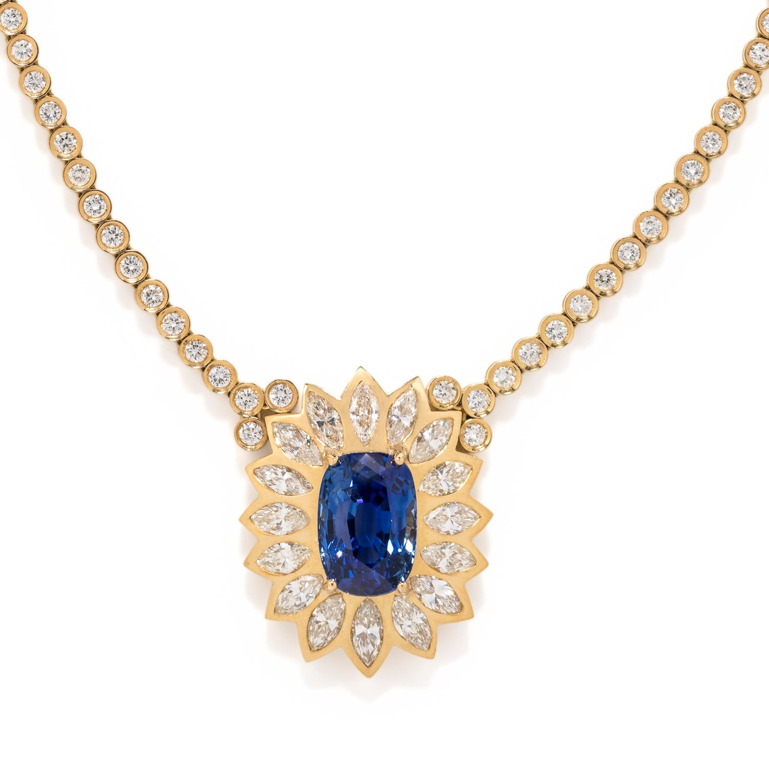SAPPHIRE AND DIAMOND NECKLACE