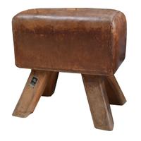 A Wood and Leather Pommel Horse Bench 22" W x 16" D x 22.5" H — Czech Republic, Circa 1930