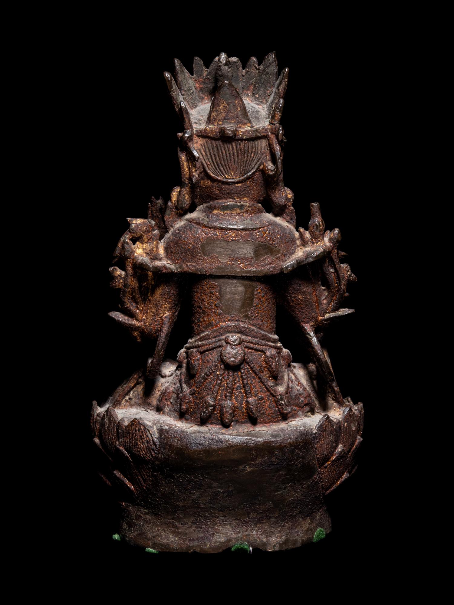 A Chinese Parcel Gilt Bronze Figure of Guanyin