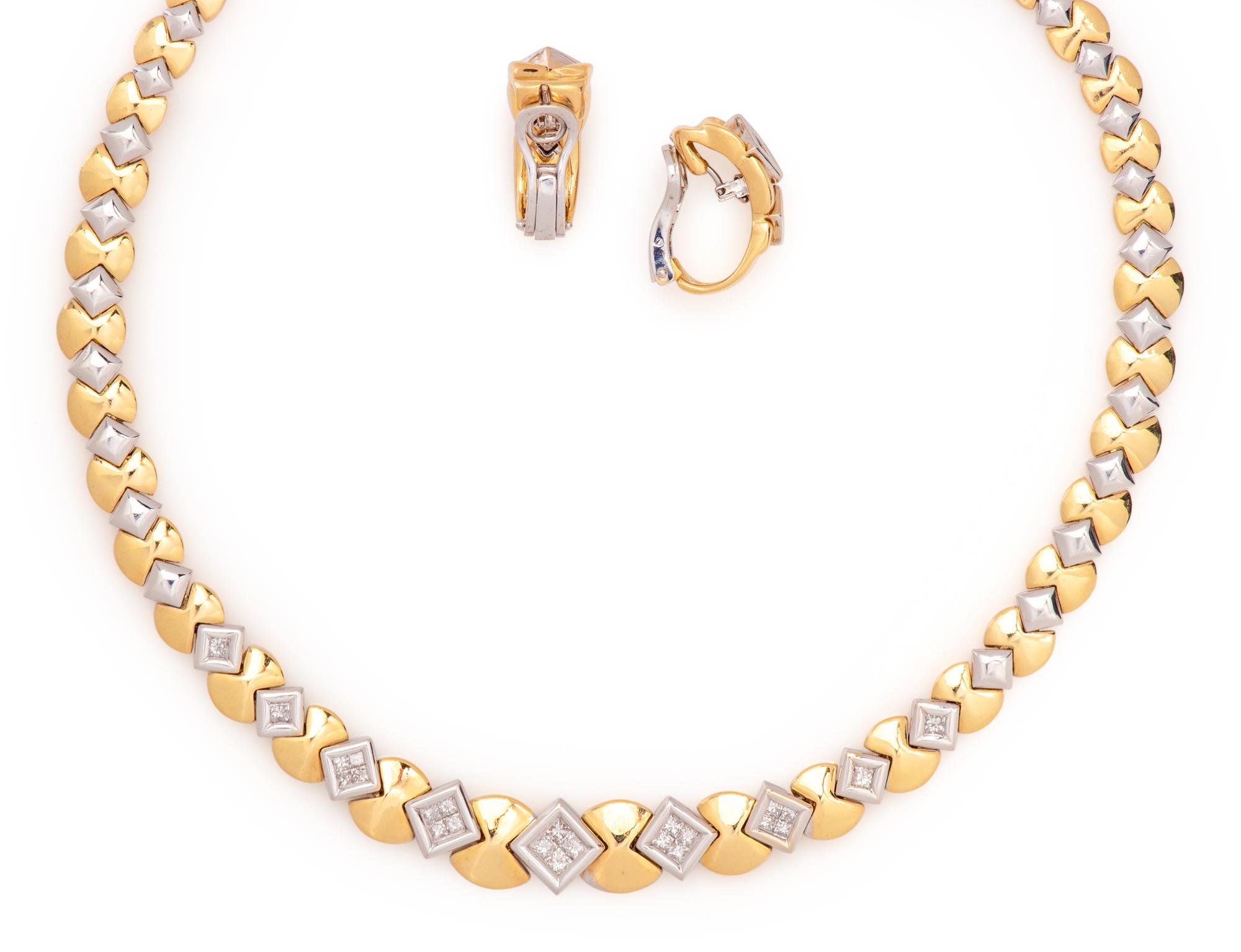 BICOLOR GOLD AND DIAMOND SET