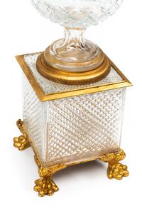 A Pair of French Gilt Bronze Mounted Cut Glass Urns