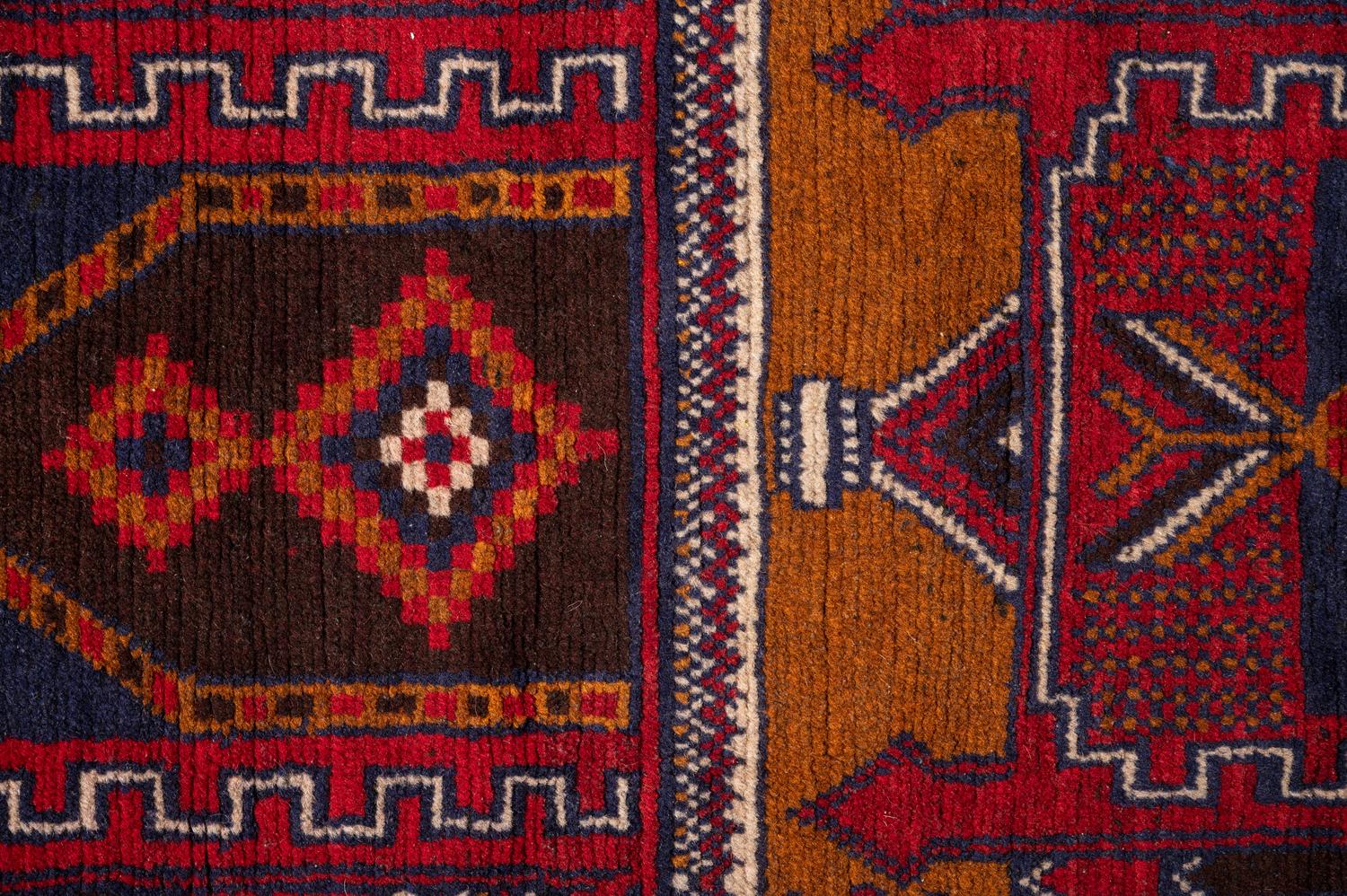 Four Turkish Wool Mats and a Baluch Design Wool Mat