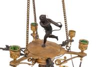 A Neoclassical Gilt and Patinated Bronze Six-Light Chandelier
