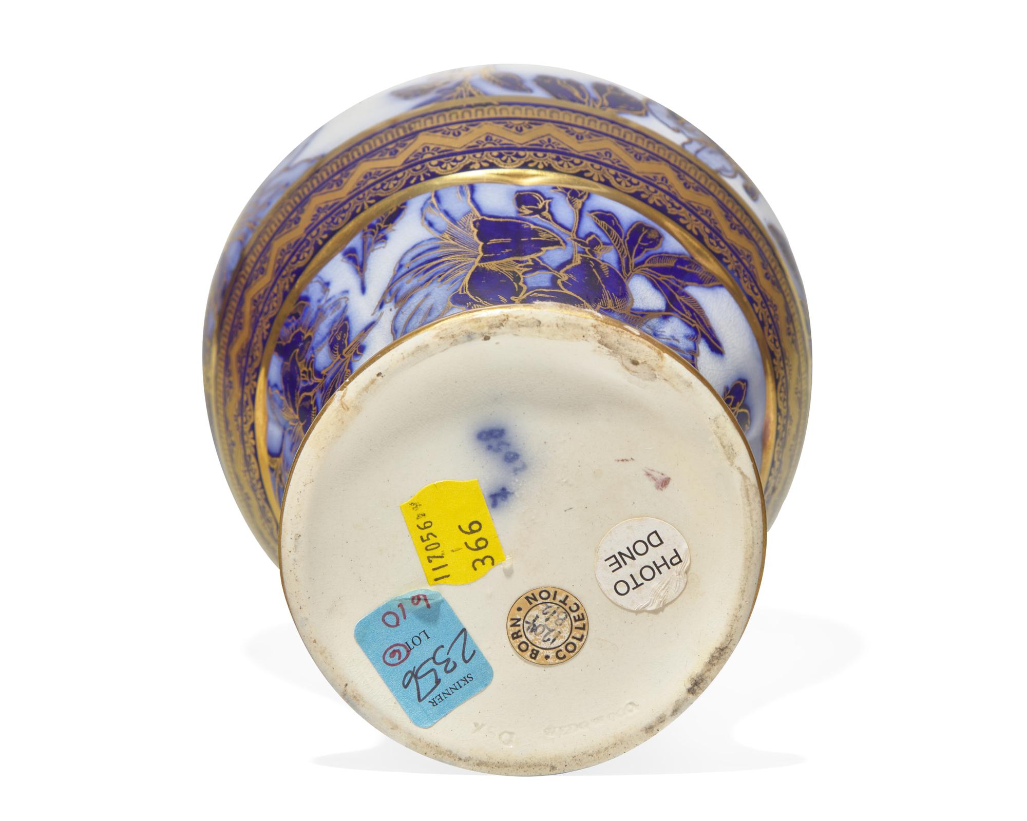 A Wedgwood Three-Piece Parcel-Gilt Garniture