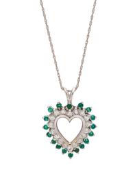 EMERALD AND DIAMOND HEART NECKLACE