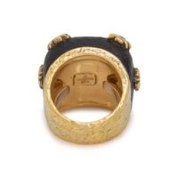 KATY BRISCOE, YELLOW GOLD, JET AND DIAMOND 'DIEZ' RING