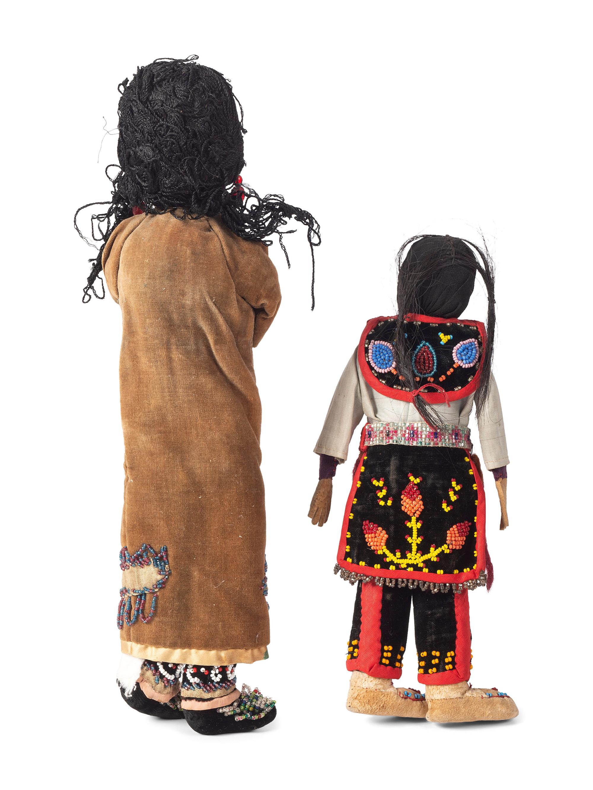 Haudenosaunee Corn Husk Female Doll AND Anishinaabe Beaded Doll
