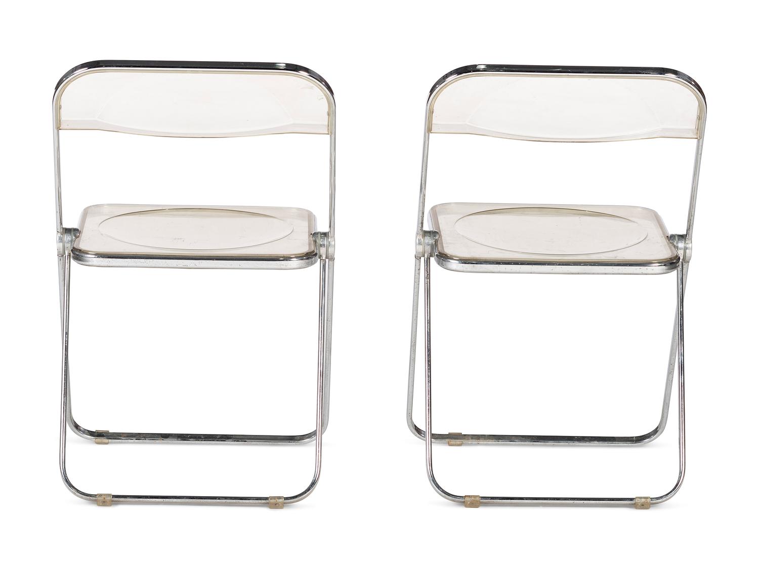 A Pair of Italian Lucite Folding Chairs