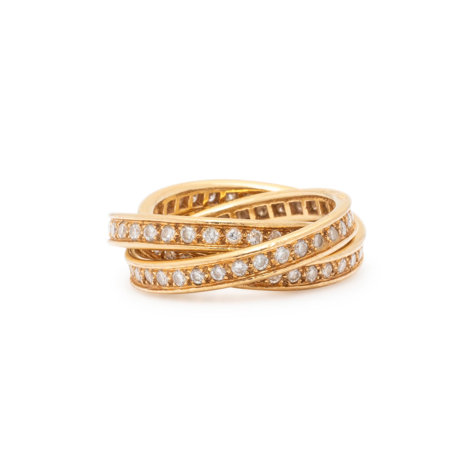 CARTIER, YELLOW GOLD AND DIAMOND 'TRINITY' RING