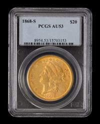 A United States 1868-S Liberty Head $20 Gold Coin