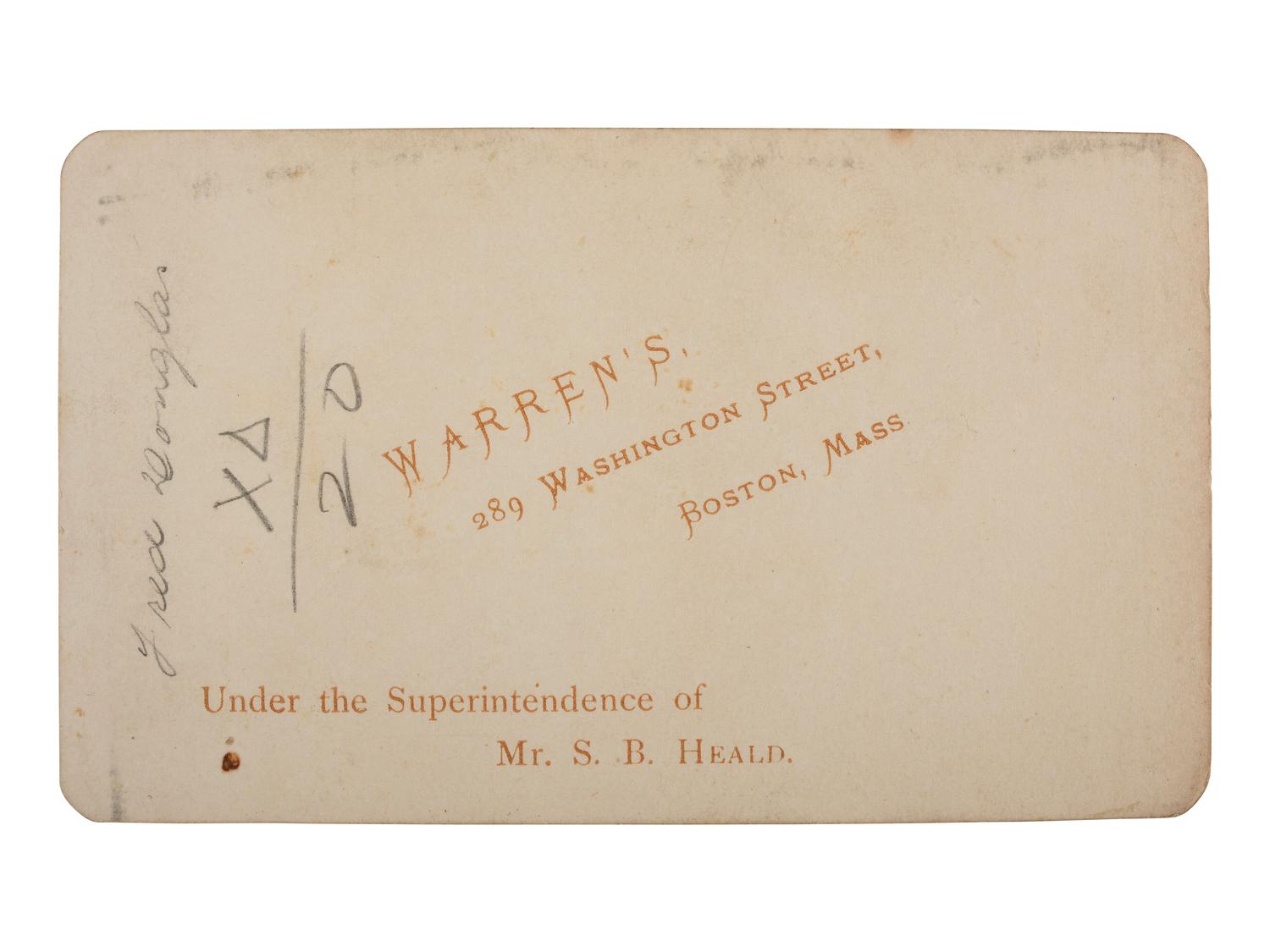[DOUGLASS, Frederick]. Ohio album containing CDV of Douglass by George Kendall Warren, ca 1879.
