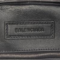 BALENCIAGA, FRAME BAG IN SILVER CROC-EMBOSSED LEATHER