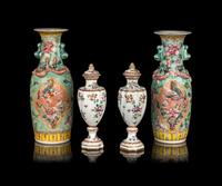 Two Pairs of Chinese Export Famille Rose Porcelain Vessels