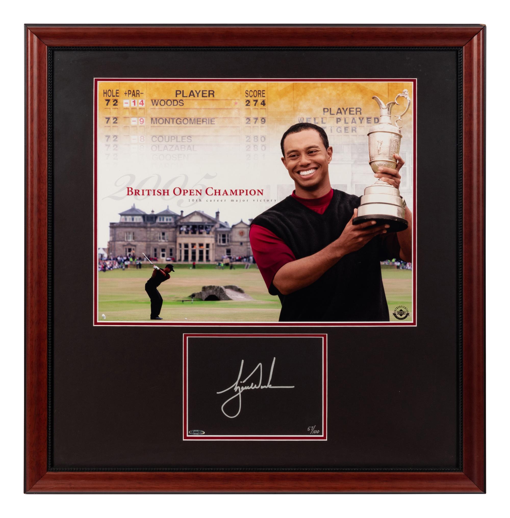 A Tiger Woods 2005 British Open Signed Autograph Limited Edition Display (Upper Deck Authenticated),