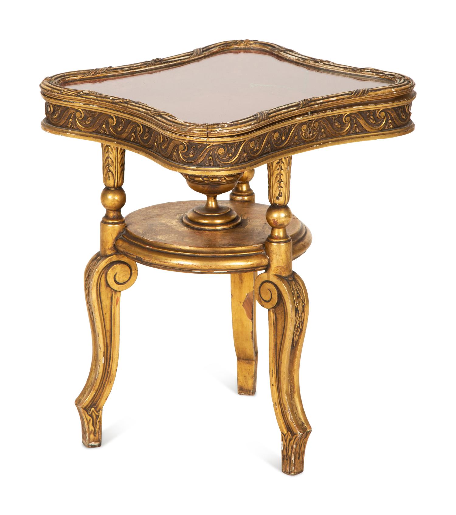 A Louis XV Style Giltwood Vitrine Table