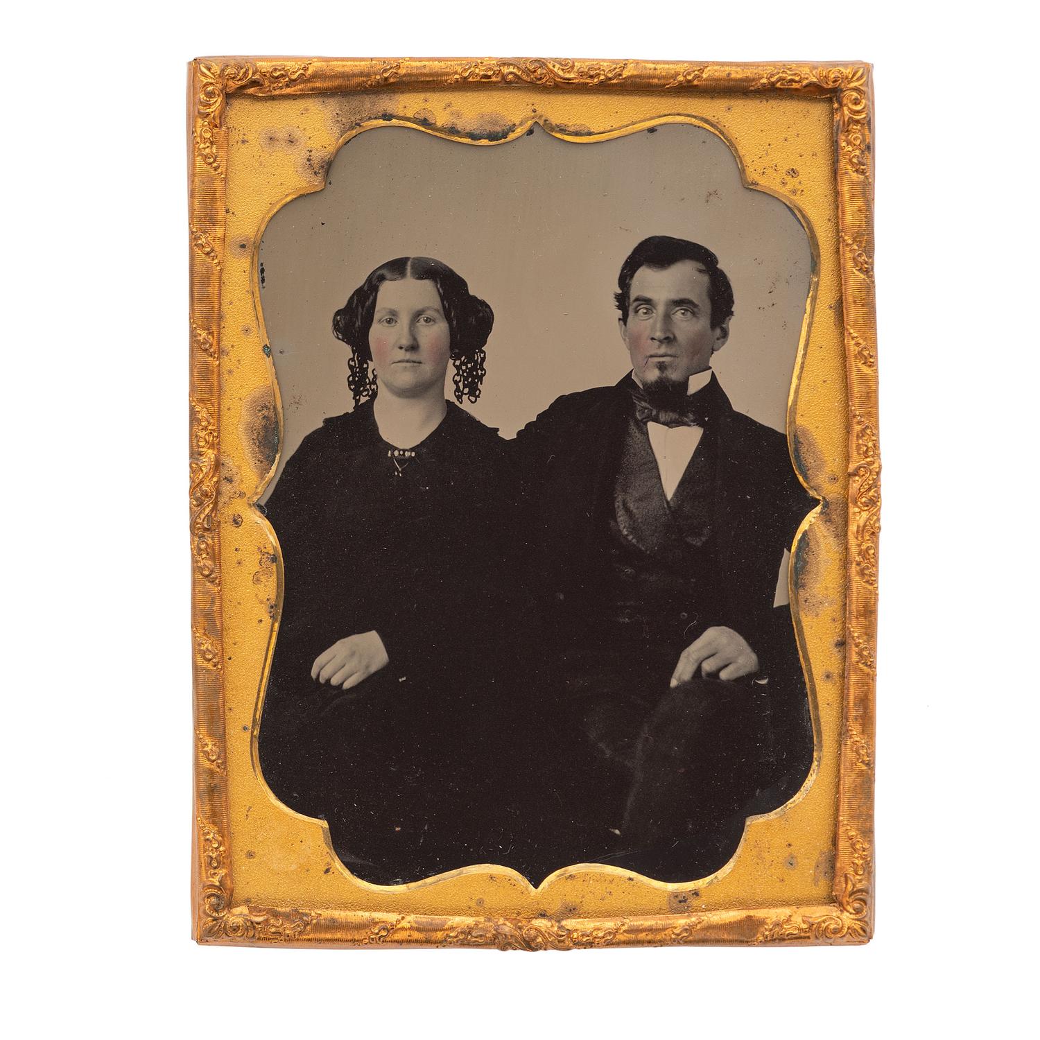 [EARLY PHOTOGRAPHY - PORTRAITURE]. A collection of daguerreotypes and ambrotypes of couples, including: