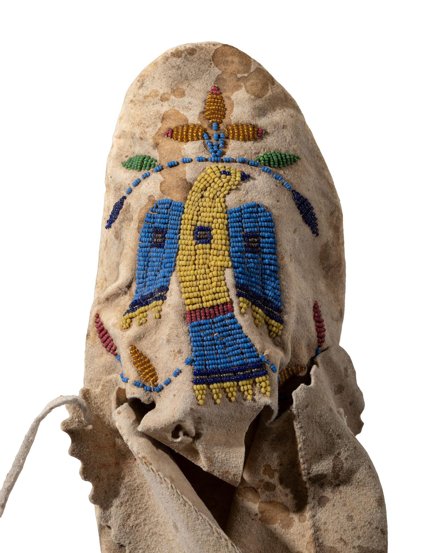 Santee Sioux Beaded Hide Moccasins, with Eagles