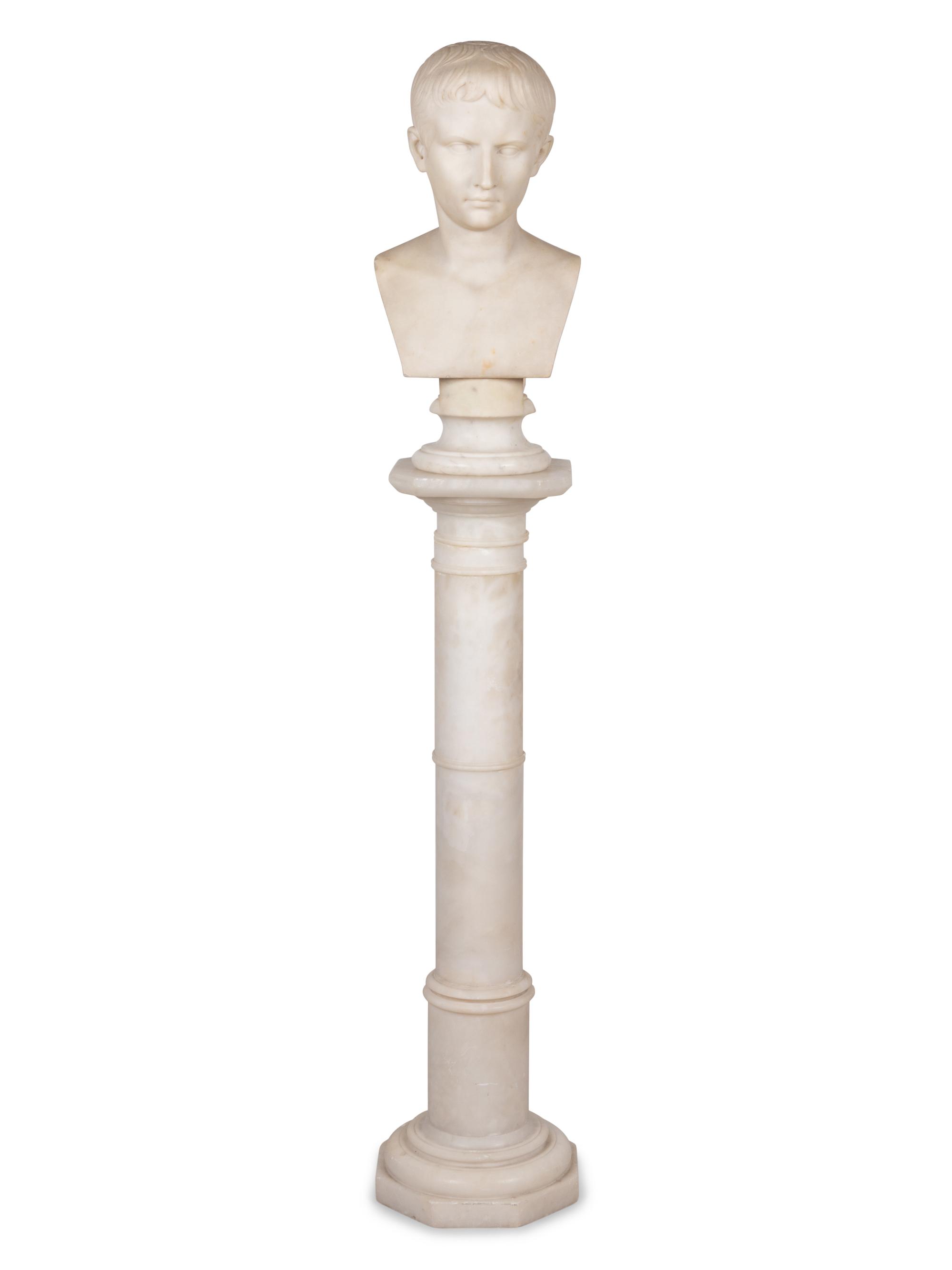 A Grand Tour Marble Bust of Young Octavian
