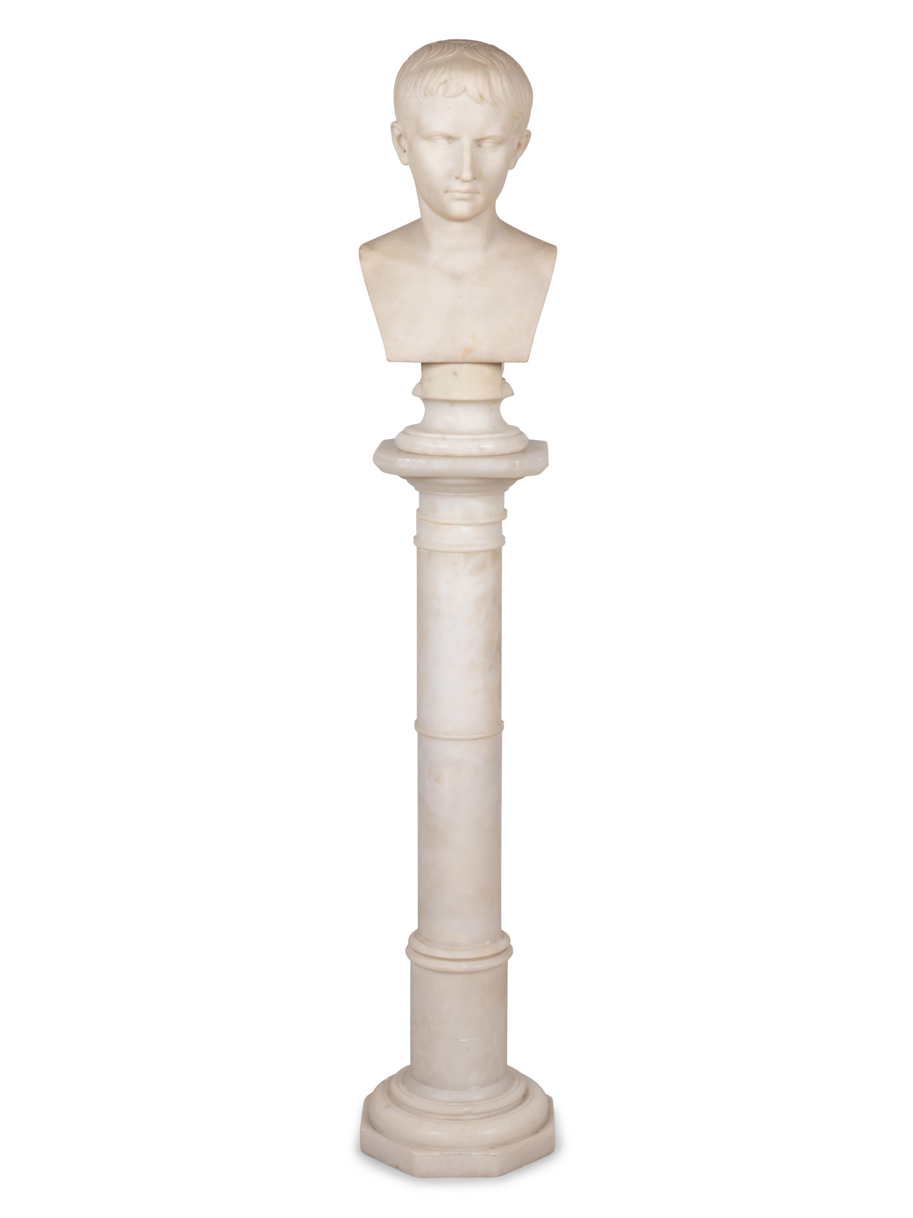 A Grand Tour Marble Bust of Young Octavian