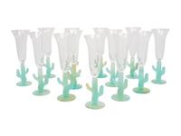 A Set of Thirteen Daum Pâte-de-Verre Cactus Champagne Flutes