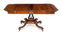 An English Brass Inlaid Mahogany Drop-Leaf Table — 19TH CENTURY