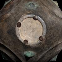 A Chinese Grey Pottery Amphora with Metal Boss Appliques, Western Han Dynasty — 西漢 黑陶嵌铜泡钉双耳壶