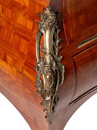 A Louis XV Style Gilt Bronze Mounted Parquetry Marble-Top Commode