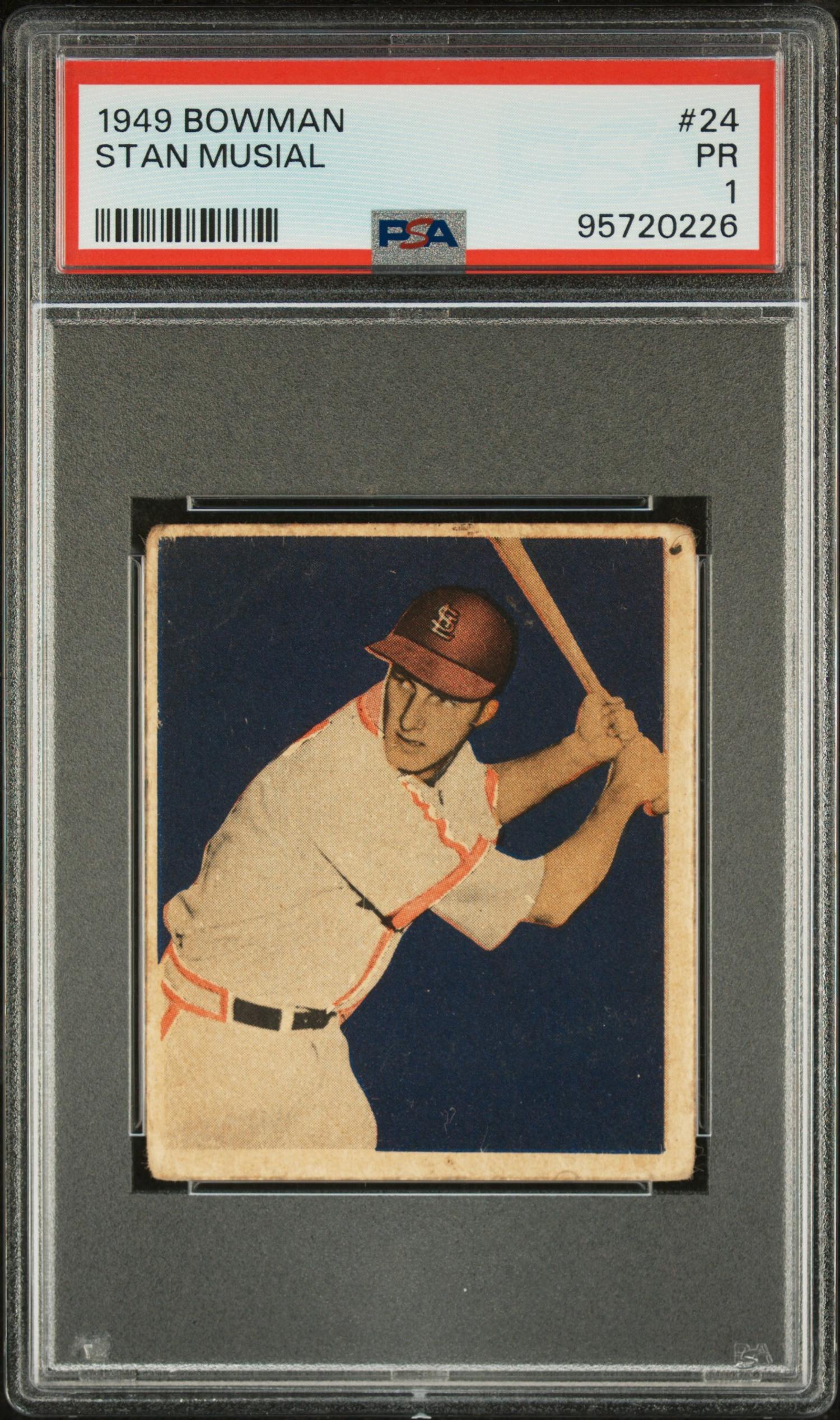 A 1949 Bowman Stan Musial Baseball Card No. 24 (PSA 1)