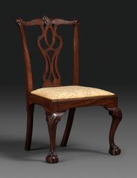A Chippendale Shell Carved Walnut Claw-and-Ball Foot Side Chair