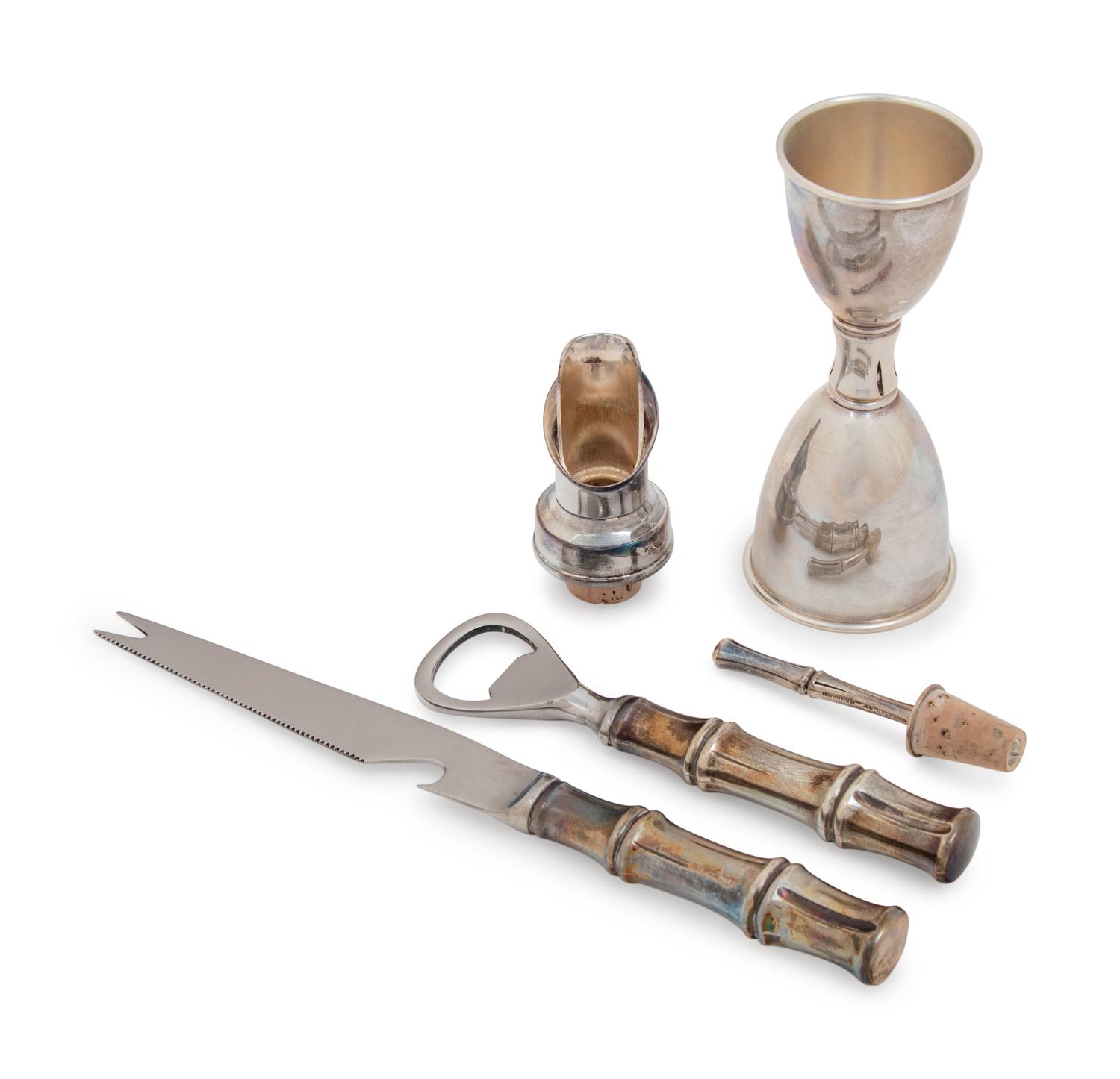 A Group of Four Tiffany & Co. Silver Bamboo Pattern Bar Articles