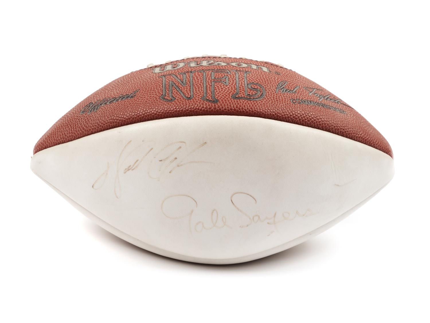 A Walter Payton and Gale Sayers Dual Signed Autograph Football (Beckett Authentication Services)