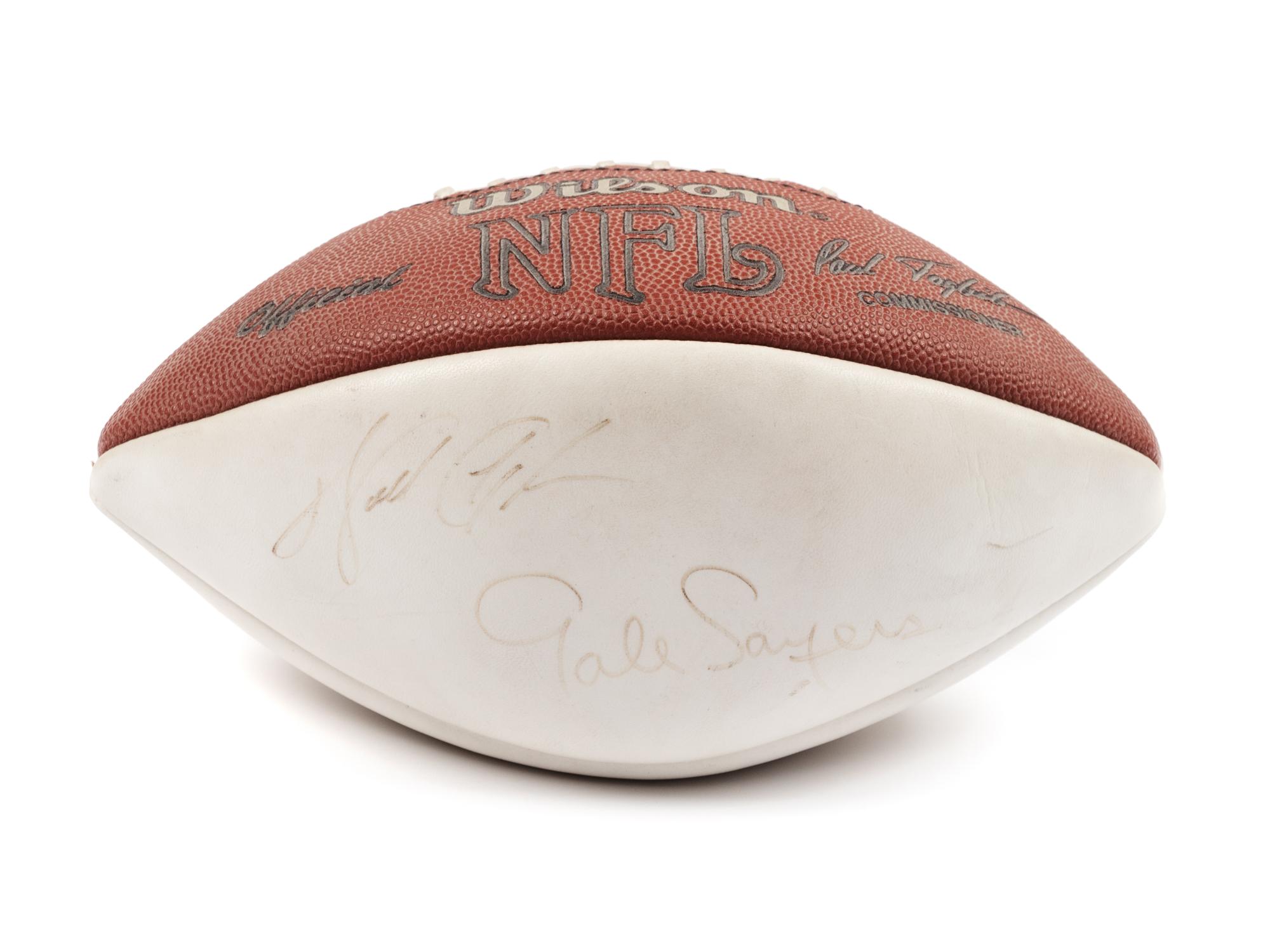 A Walter Payton and Gale Sayers Dual Signed Autograph Football (Beckett Authentication Services)