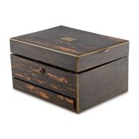 A Victorian Calamander, Silver, and Cut Glass Dressing Box