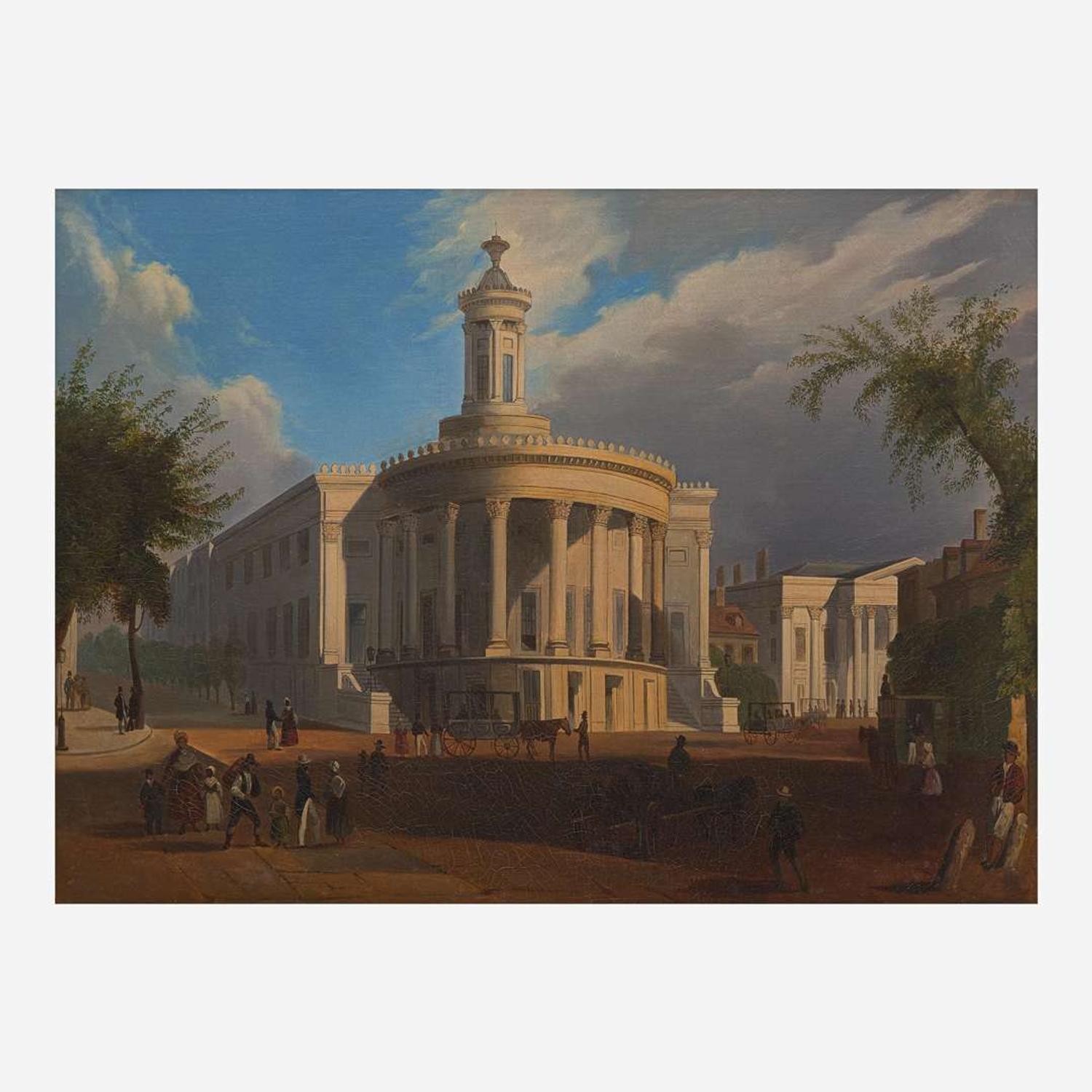 Attributed to Victor De Grailly (1804-1889), After W.H. Bartlett (English, 1809-1854) The Exchange and Girard's Bank