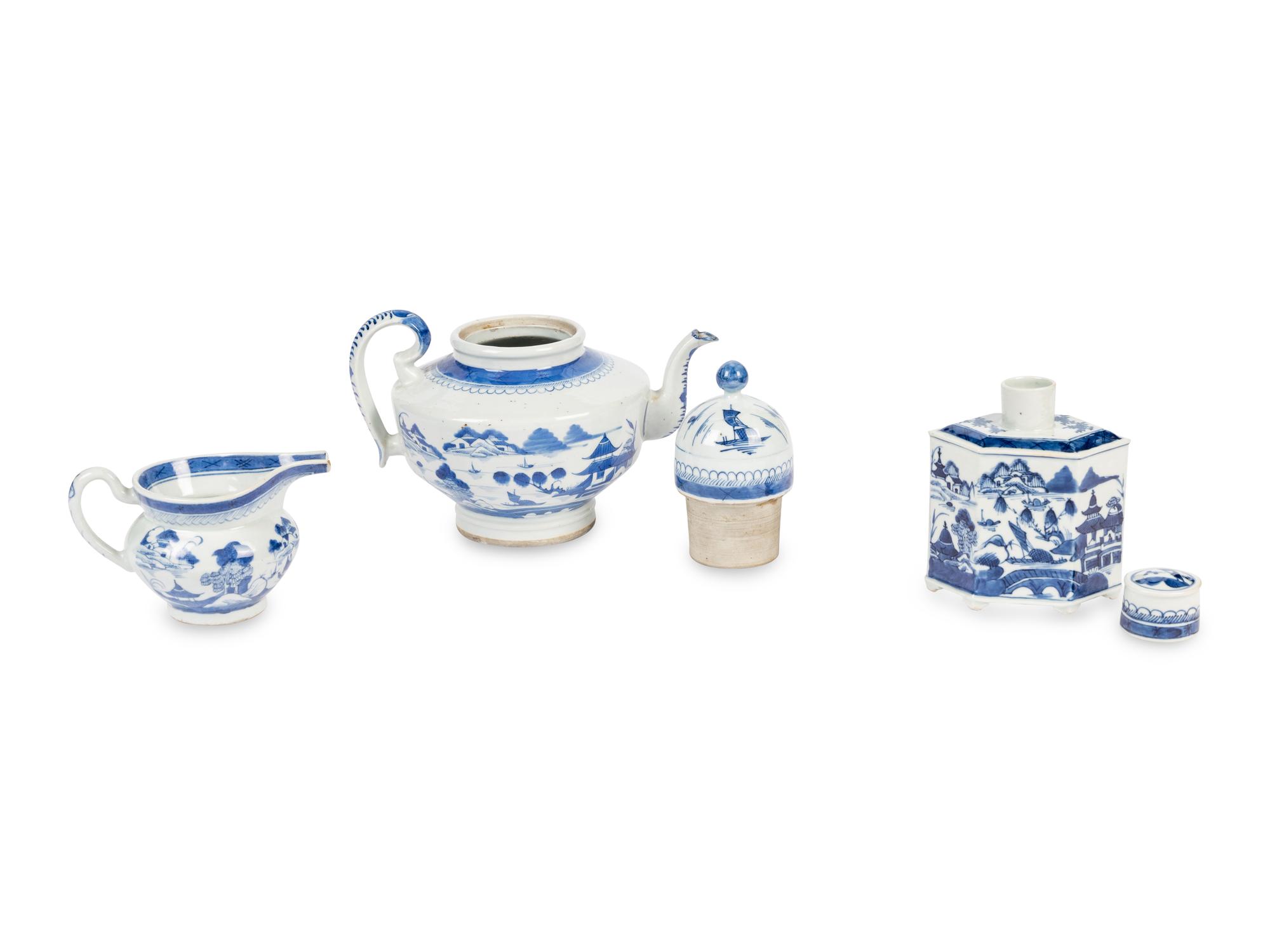 A Canton Blue and White Porcelain Tea Service