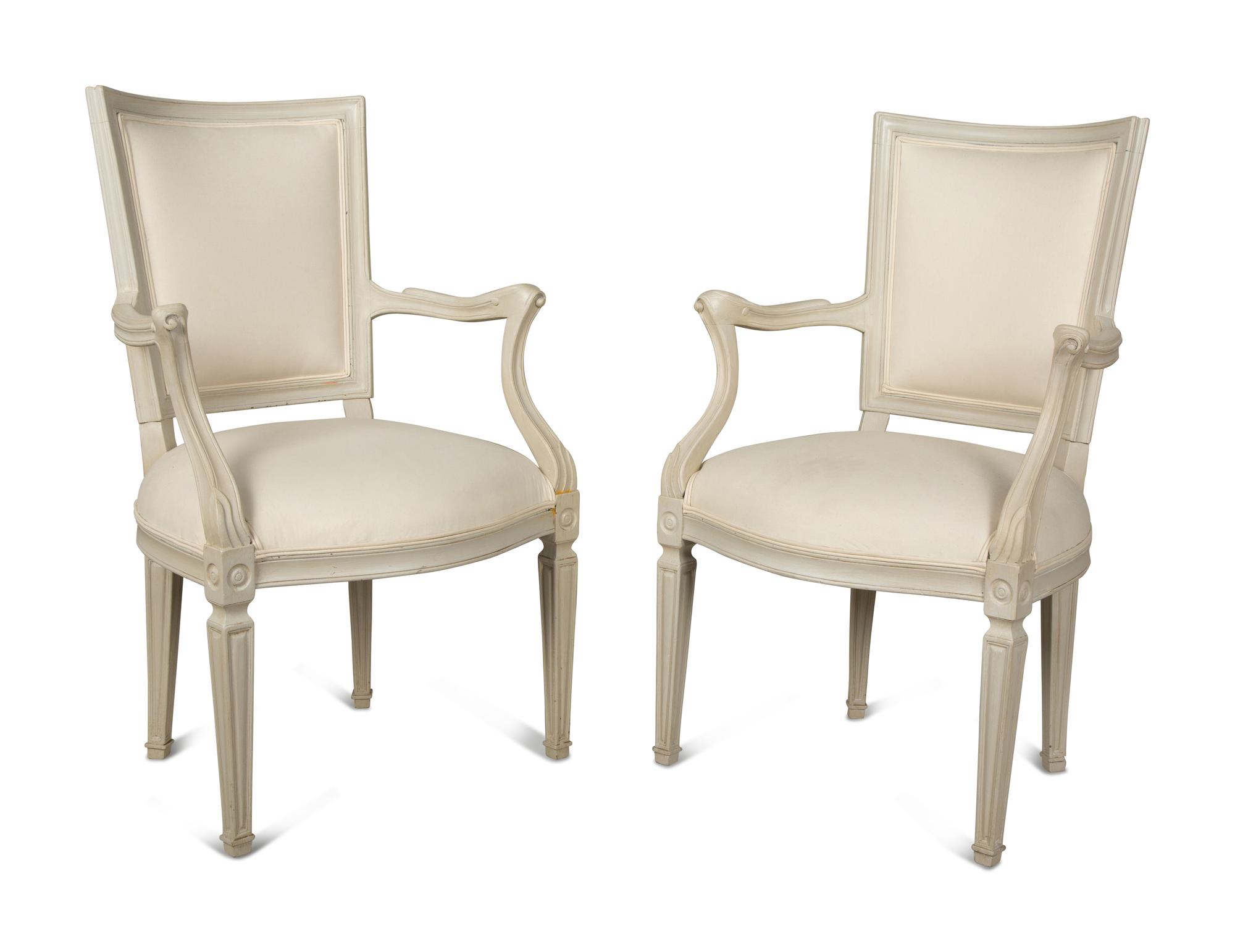 A Pair of Italian Directoire Style Painted Armchairs — Late 19th Century