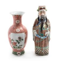 Two Chinese Porcelain Articles Height of largest 17 7/8 inches.