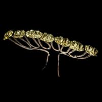 A Chinese Parcel Gilt Silver 'Peony' Hairpin, Chai, Song Dynasty 宋 金裹頭連七式花頭銀釵