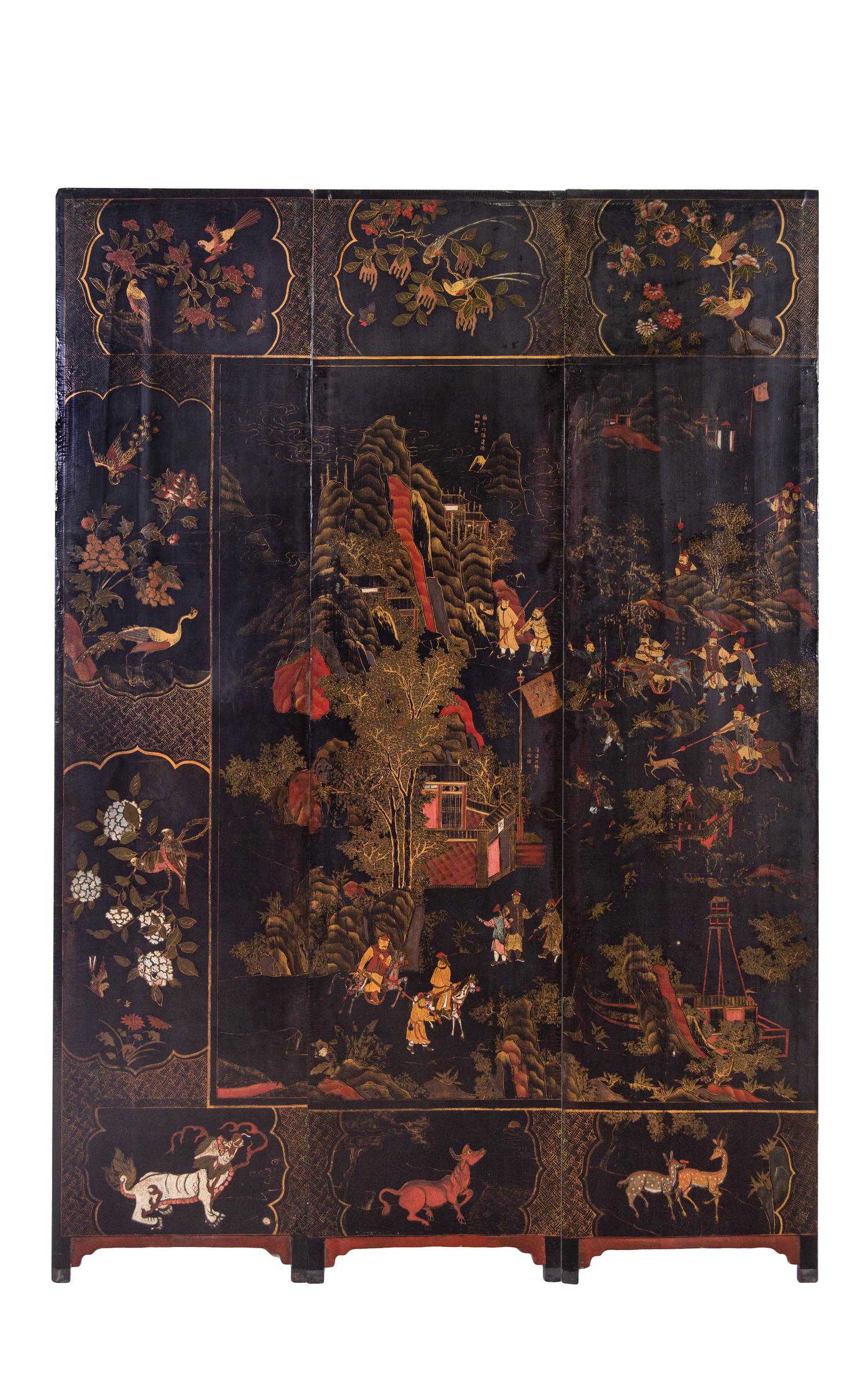 A Chinese Lacquer Twelve-Panel Screen