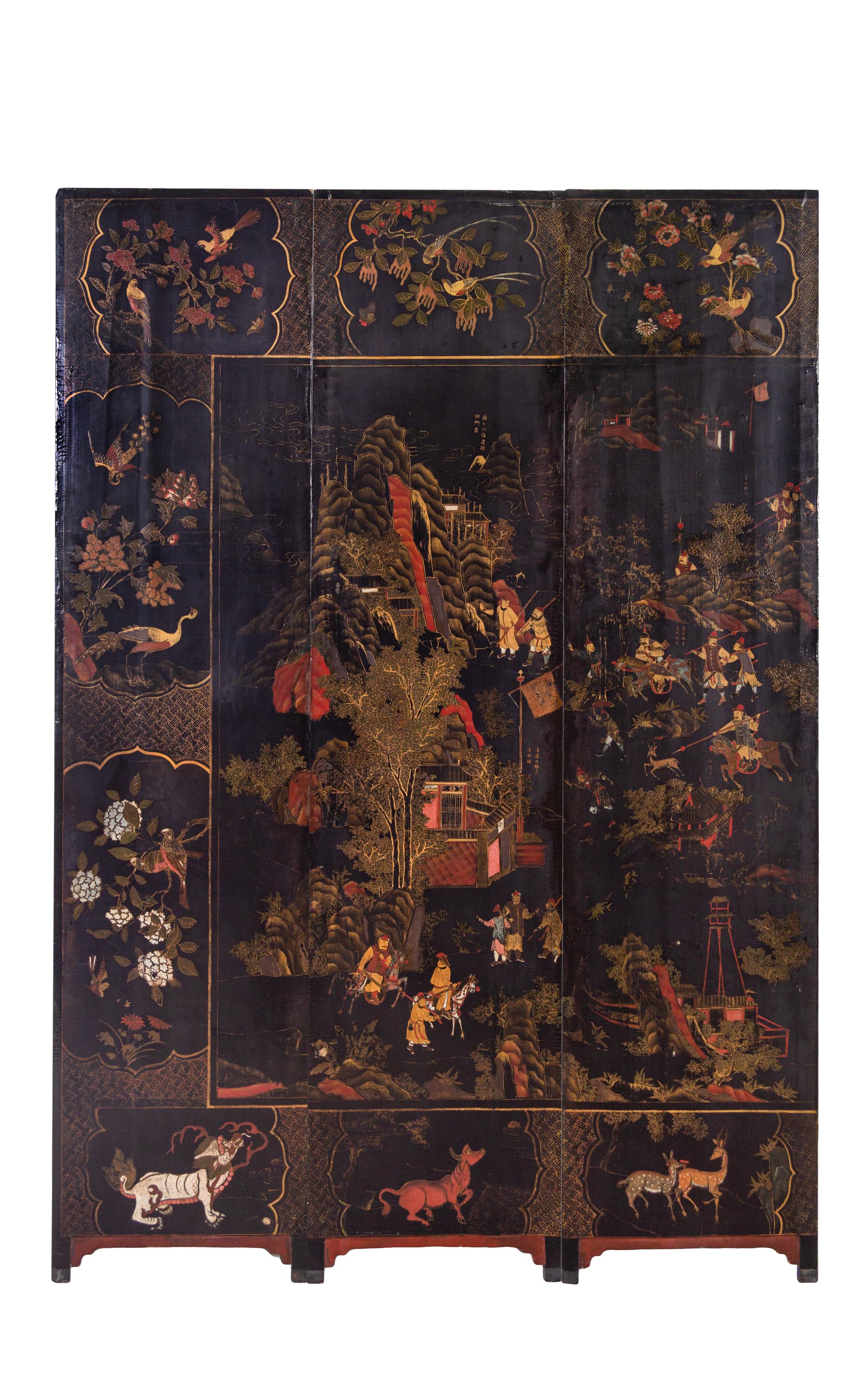 A Chinese Lacquer Twelve-Panel Screen