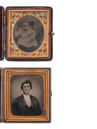 [EARLY PHOTOGRAPHY]. 38 sixth plate ambrotype and tintype portraits of men, women, and children.