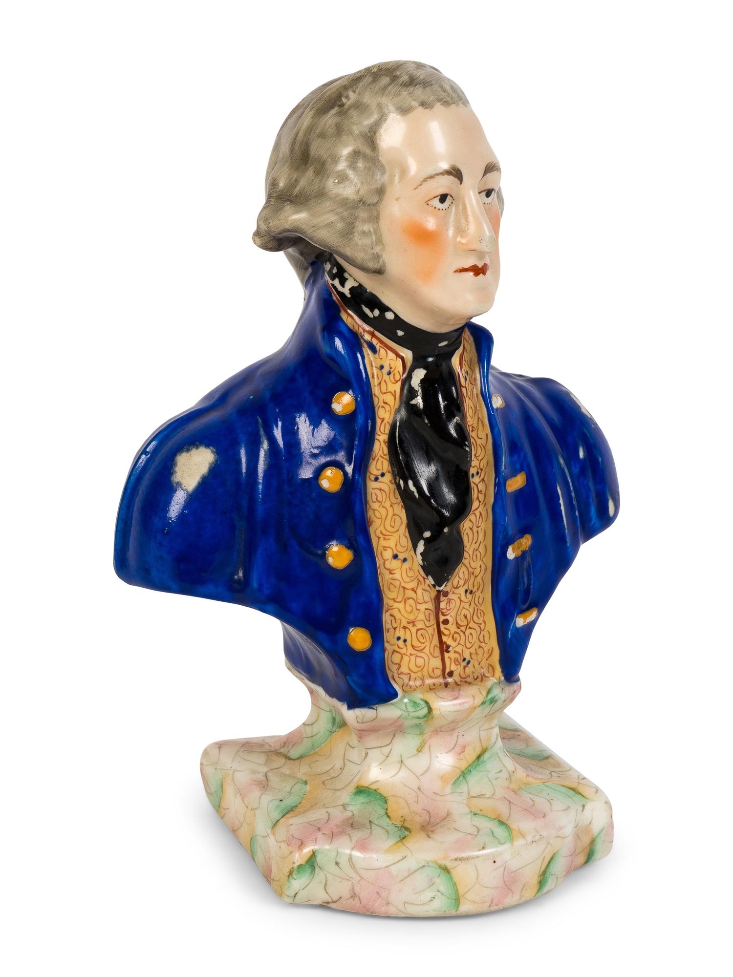A Staffordshire Pottery Bust of George Washington